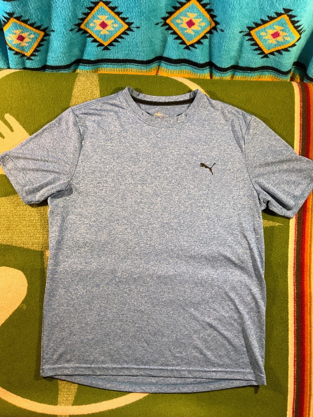 Puma Sports Lifestyle, Heather Blue Crewneck, Athletic T-shirt Size (L)